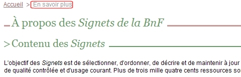 site des signets de la BNF